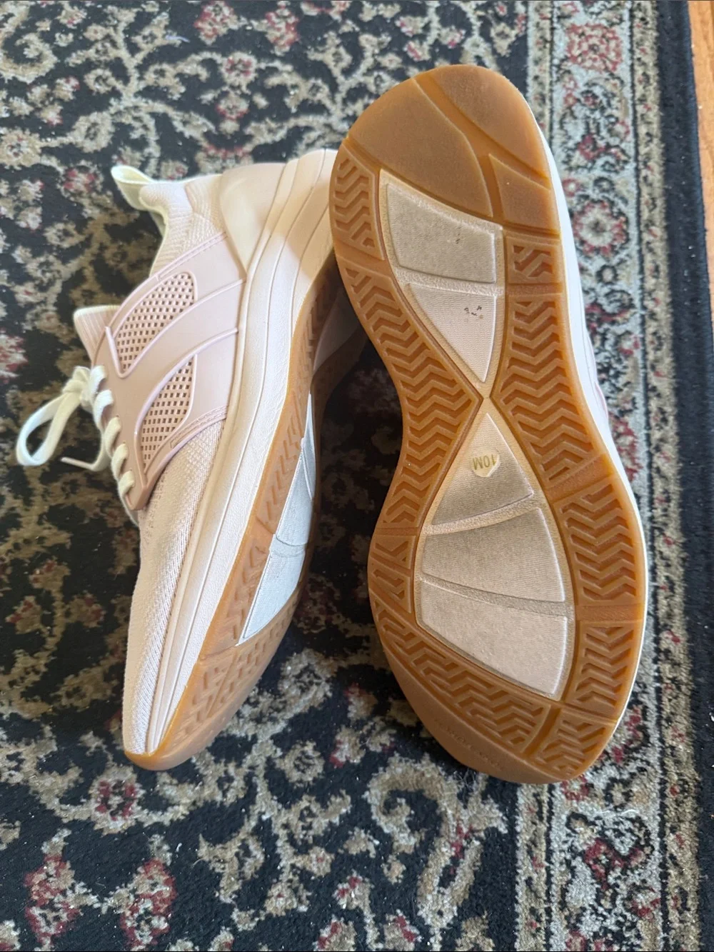 Tory Burch Pale Pink Knit Lace-Up Sneakers